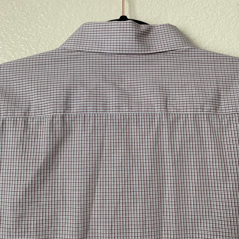 Theory Shirt Mens 17 32-33 White Red Plaid Button Up Long Sleeve Cotton Preppy - Picture 8 of 12